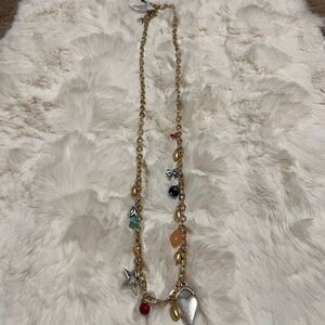 Elegant Gold Necklace with Colorful Charms